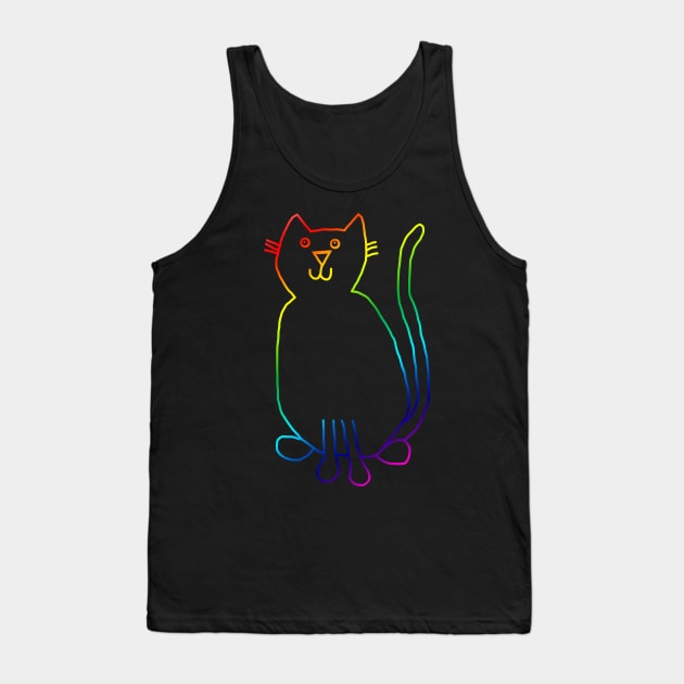 Rainbow Cats Line Drawing Tank Top by ellenhenryart